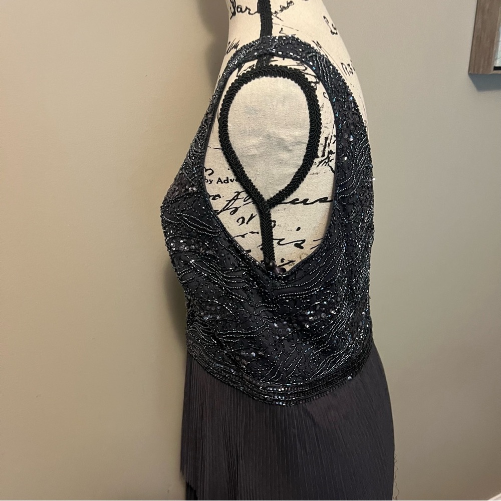 Adrianna Pappell long beaded dress pleated bottom so flattering mother of bride - Picture 6 of 11